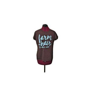 Lost Creek Outfitters T-Shirt Brown Green Womens Size Large Farm Hair Don’t Care